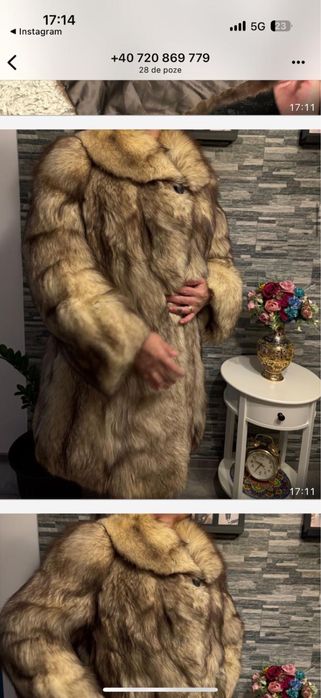 Haina blana naturala vulpe argintie