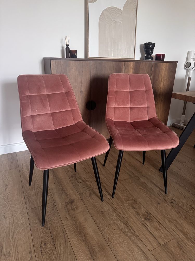 Set 2 scaune roz, stofa catifelata 50x43x88 cm