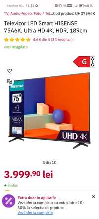 Hisense 189cm super 4k CINEMA Smart TV