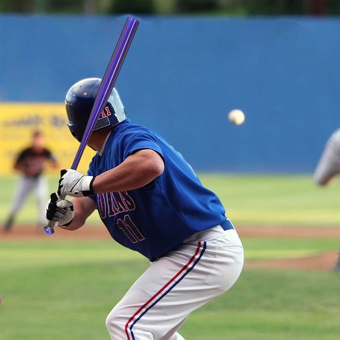 Bata baseball aluminiu maner anti-alunecare usoara 34 inch albastru