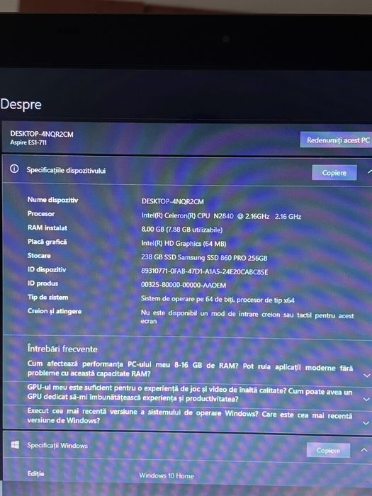 Laptop Acer Windows 10 Home