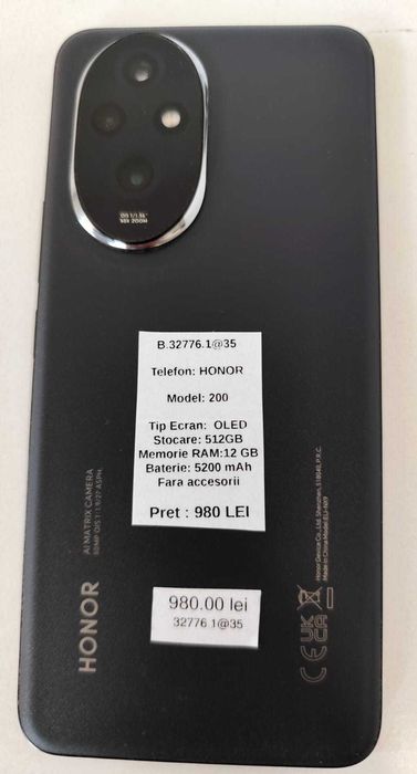 (AG 35) Telefon Honor 200 b.32776 -980Lei Garantie 2ani!