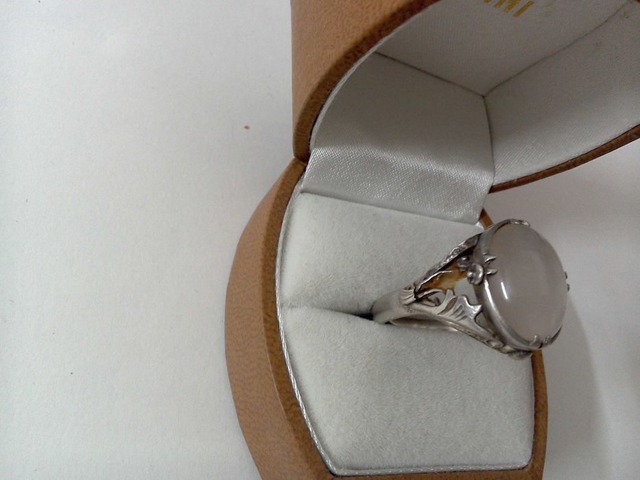 Inel vechi argint 925 marcat, mărime reglabilă, piatra Lunii, 18x14 mm