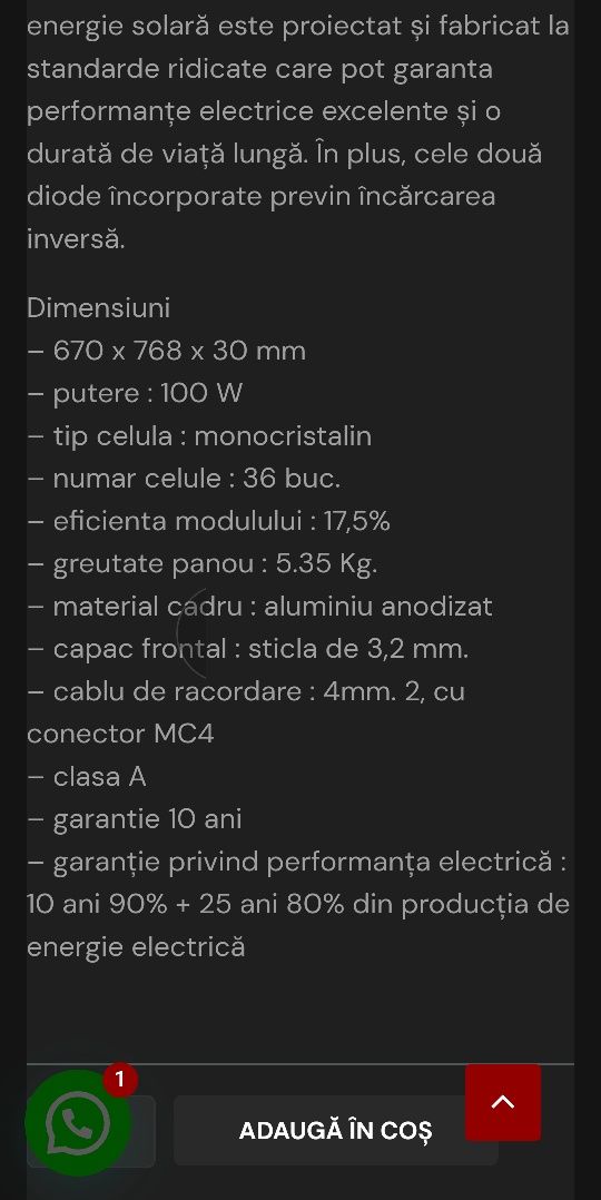 Sistem solar complet 300w tip Generator