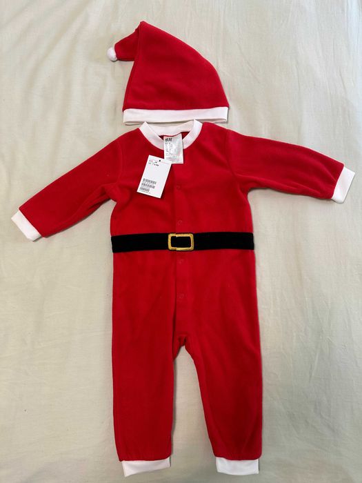 НОВ бебешки коледен костюм и шапка H&M