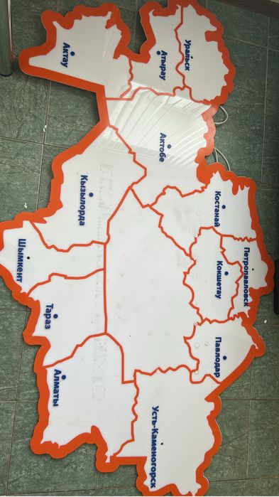 Настенная карта Казахстана, вывеска, с подсветкой