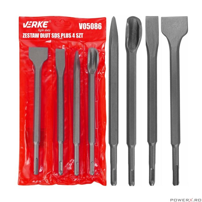 Set dalti SDS+ profesionale pentru tamplarie, 4 piese, Verke