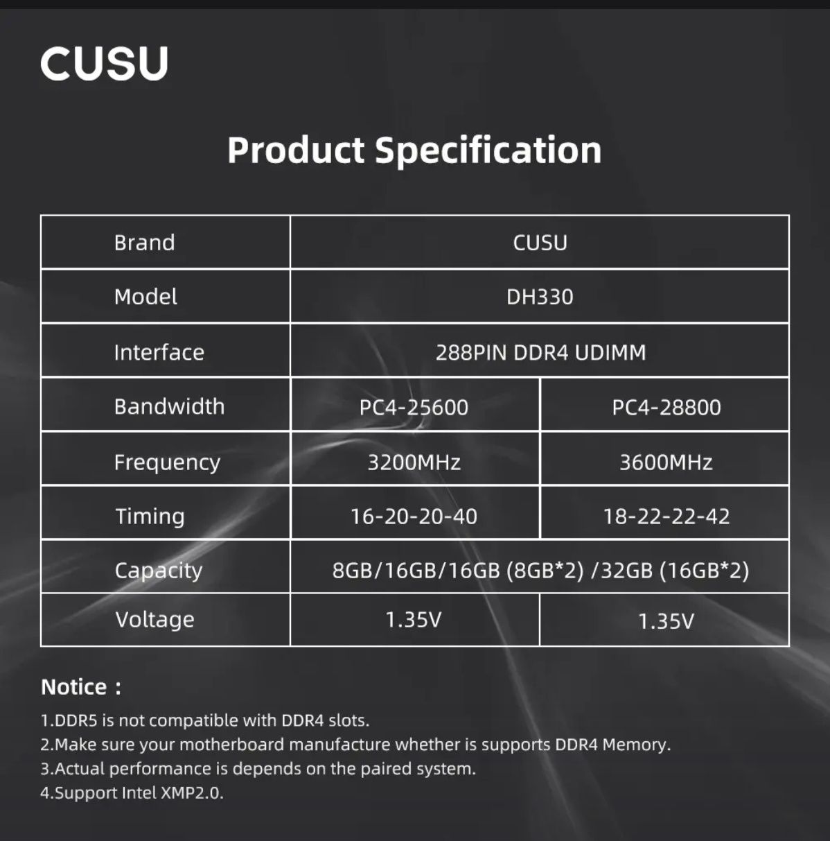 Оперативная память CUSU 8+8 3600mhz XMP 2.0