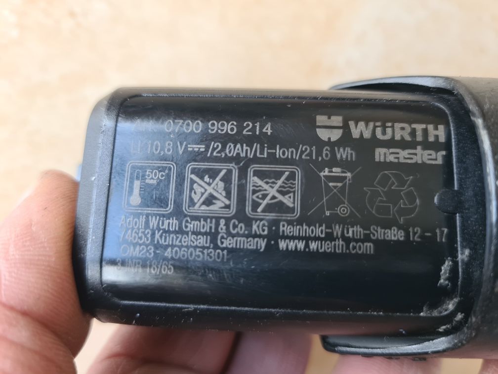 Bosch GBA 12V 2Ah , Wurth - acumulator ( baterie )