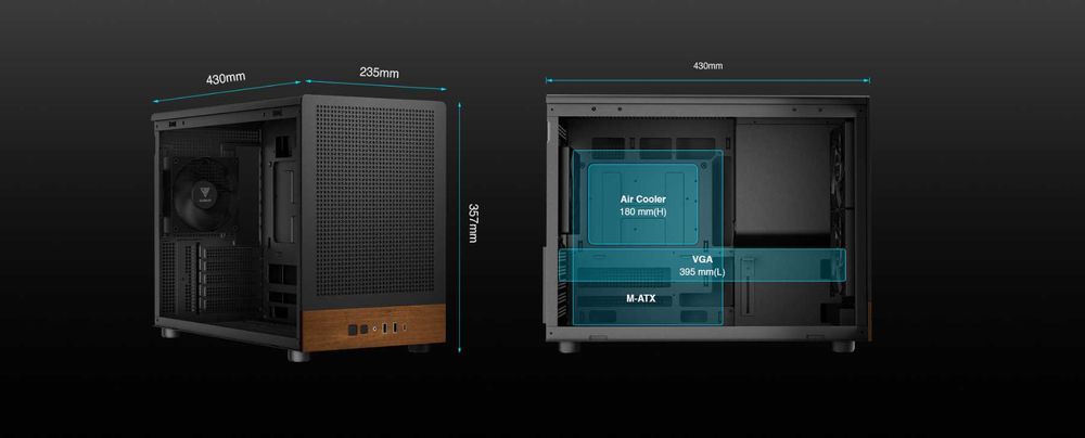 Кутия Gamdias ATHENA M4M WOOD Tempered Glass microATX Mini Tower