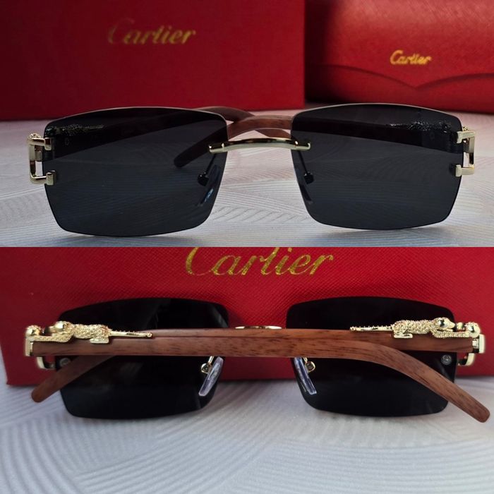 Мъжки слънчеви очила дървени дръжки с пантера 5 цвята