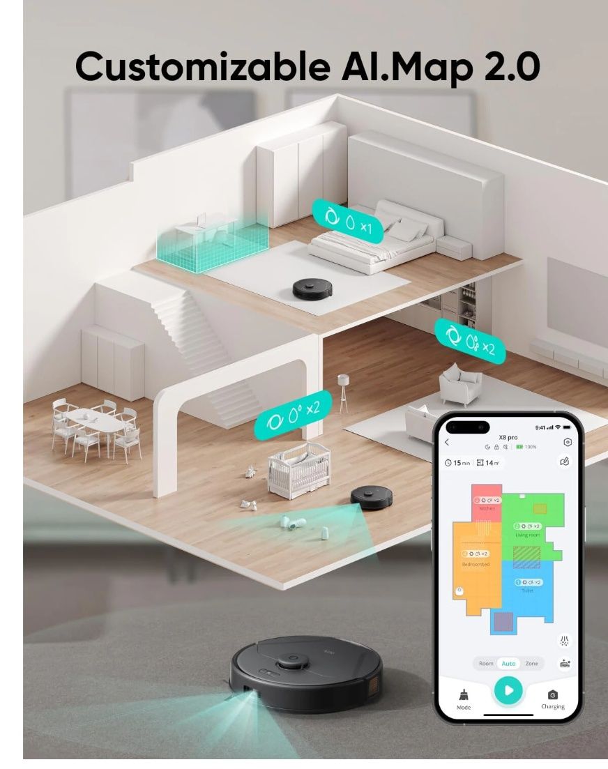 Прахосмукачка робот eufy от Anker, RoboVac X8 Pro, 8000 Pa