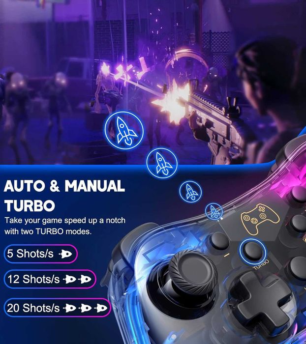 HASACOOL Wireless Controller Joystick Nintendo Switch RGB