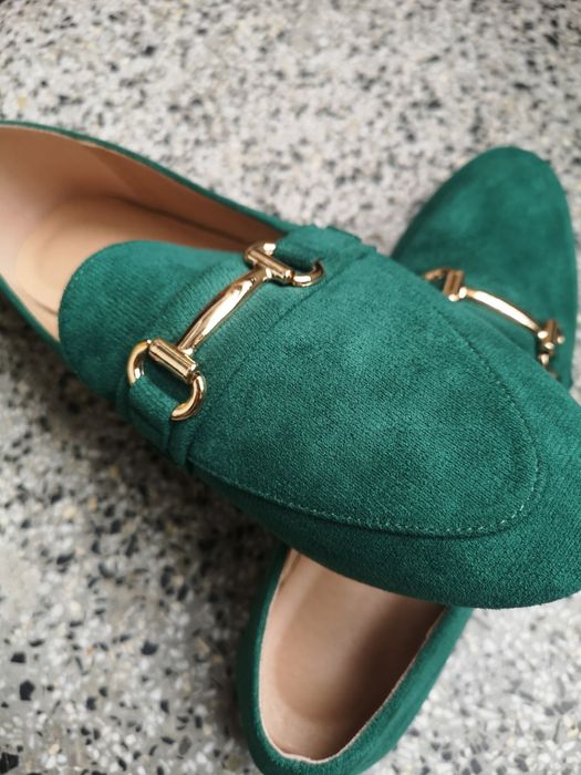 Зелени обувки - мокасини
