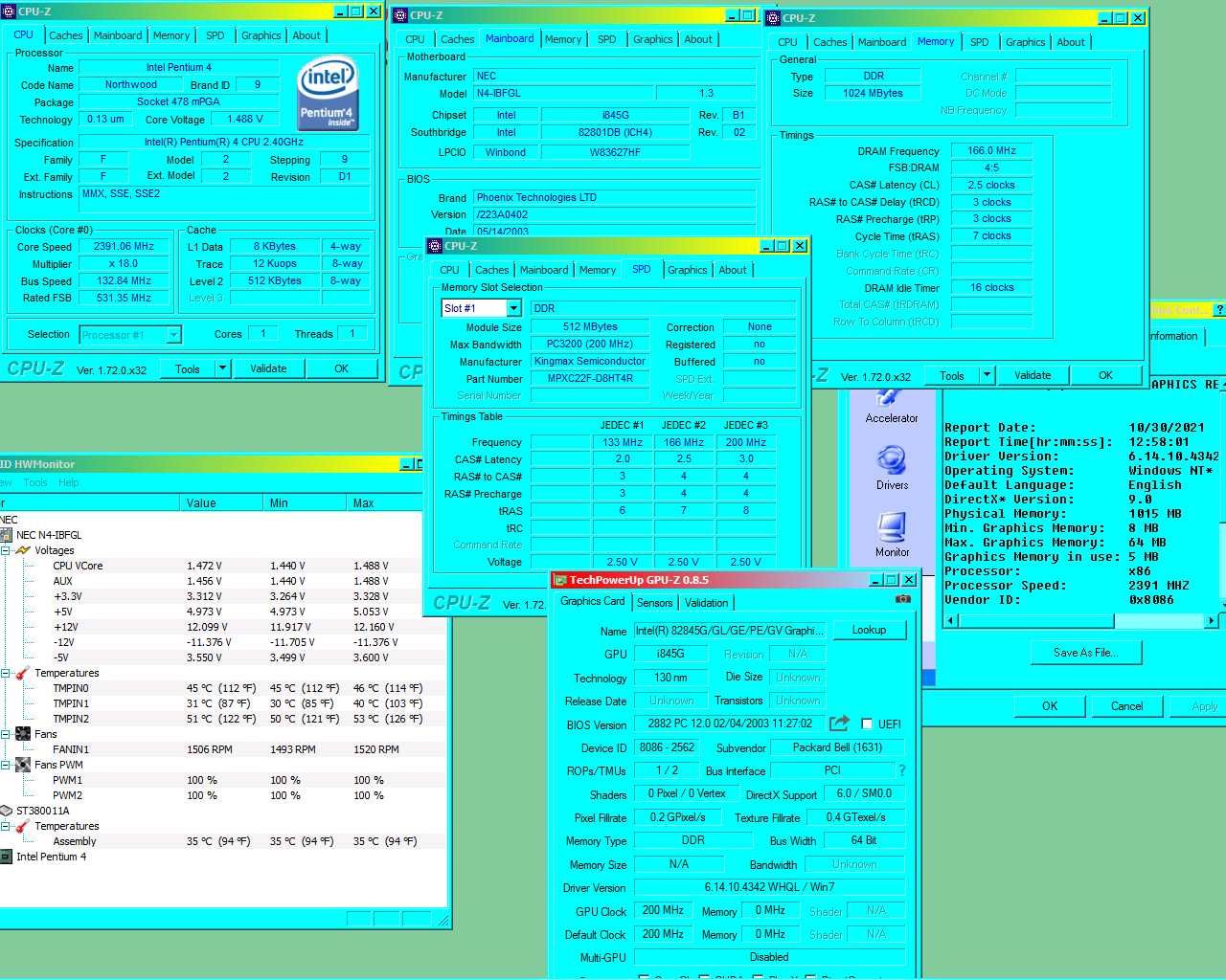 PC Nec Powermate VL4 Pentium 4 /Celeron/ Windows 7/XP/2000/98/linux