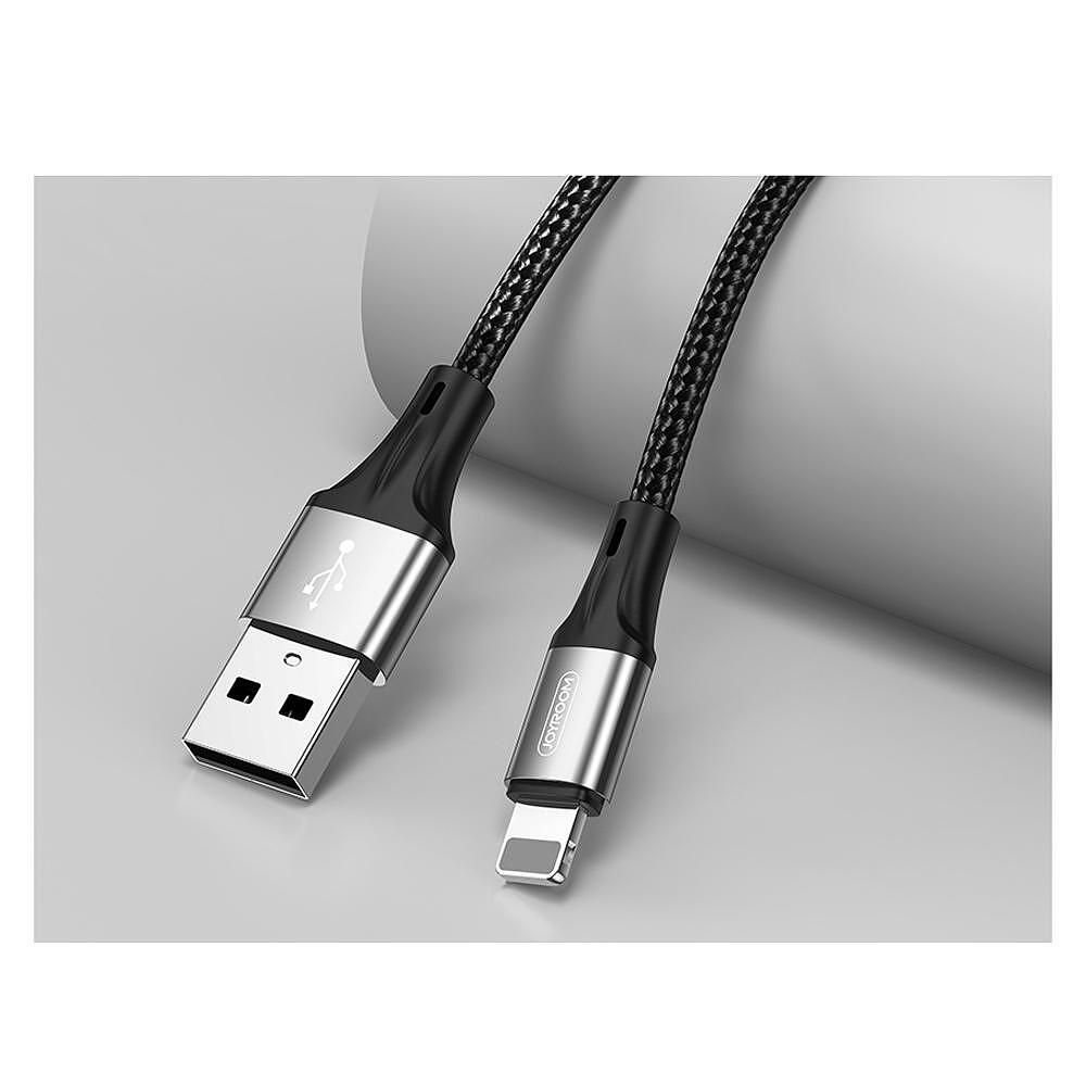 Кабел за зареждане с оплетка Joyroom USB към Lightning Черен (S-1030N1