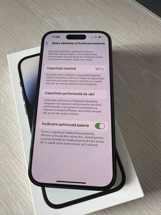 Vand Iphone 14 Pro 256 Gb black impecabil cu factura