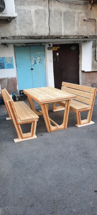 Комплект стол с двумя скамейками