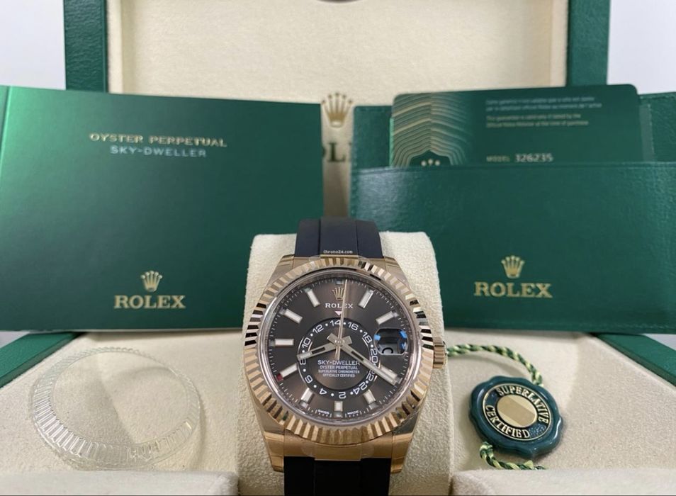 Rolex Sky Dweller 18k Rose Gold Chocolate Nou