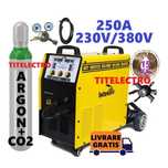 Aparat sudura PERFEKT MIG 250/2 + butelie 8L corgon +ceas + sarma 15kg