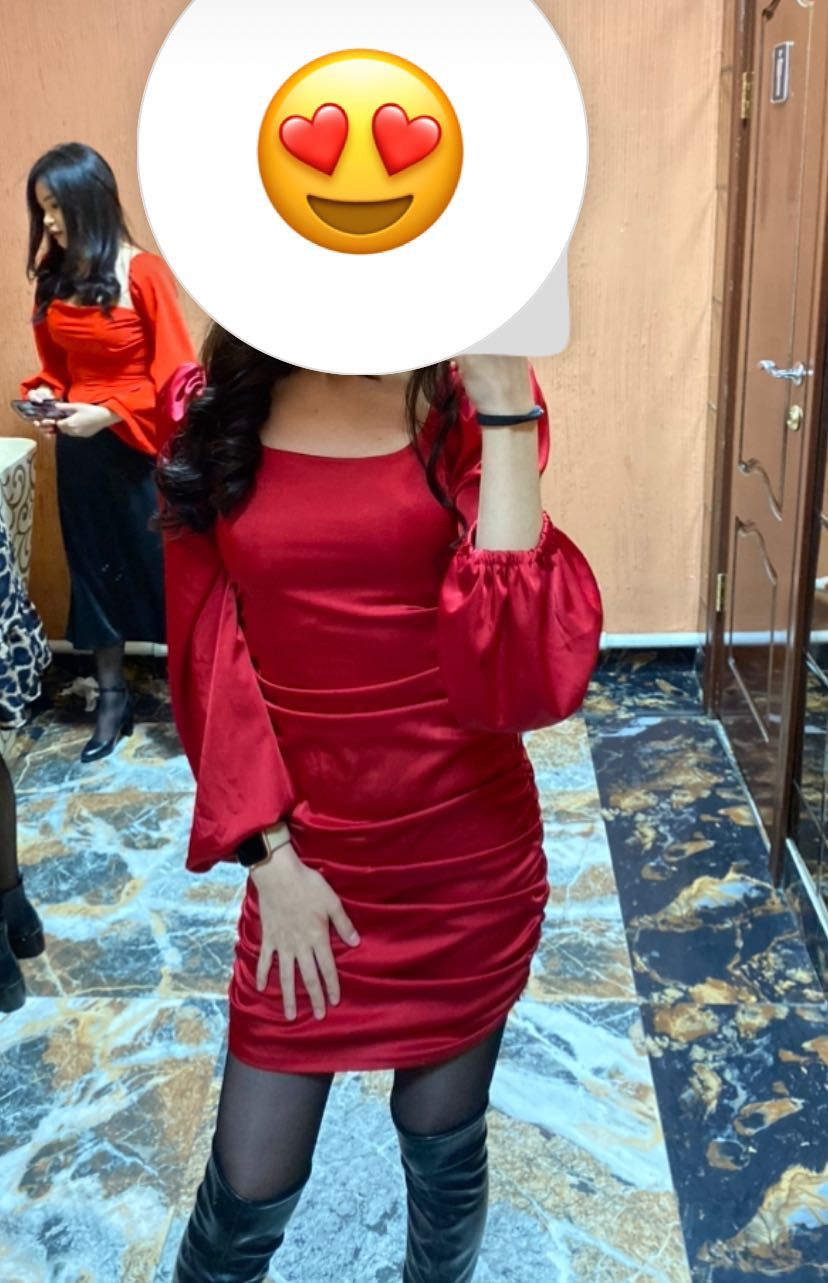 Платье короткая красное платье