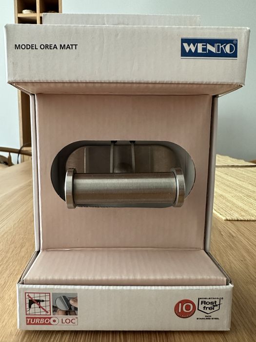 Cuier baie Wenko Orea Matt, otel inoxidabil, argintiu periat mat, nou