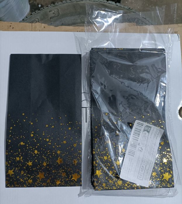 10 buc pungi cadouri hârtie Kraft stele auri autocolante,design elegan