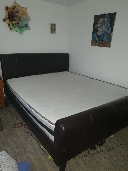 Pat 160x200 din piele ecologica cu saltea