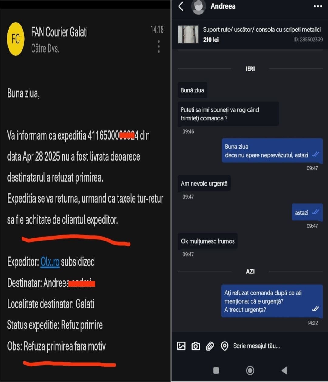 Set de brațe / culme / suport rufe cu cate 2 scripeți metalici
