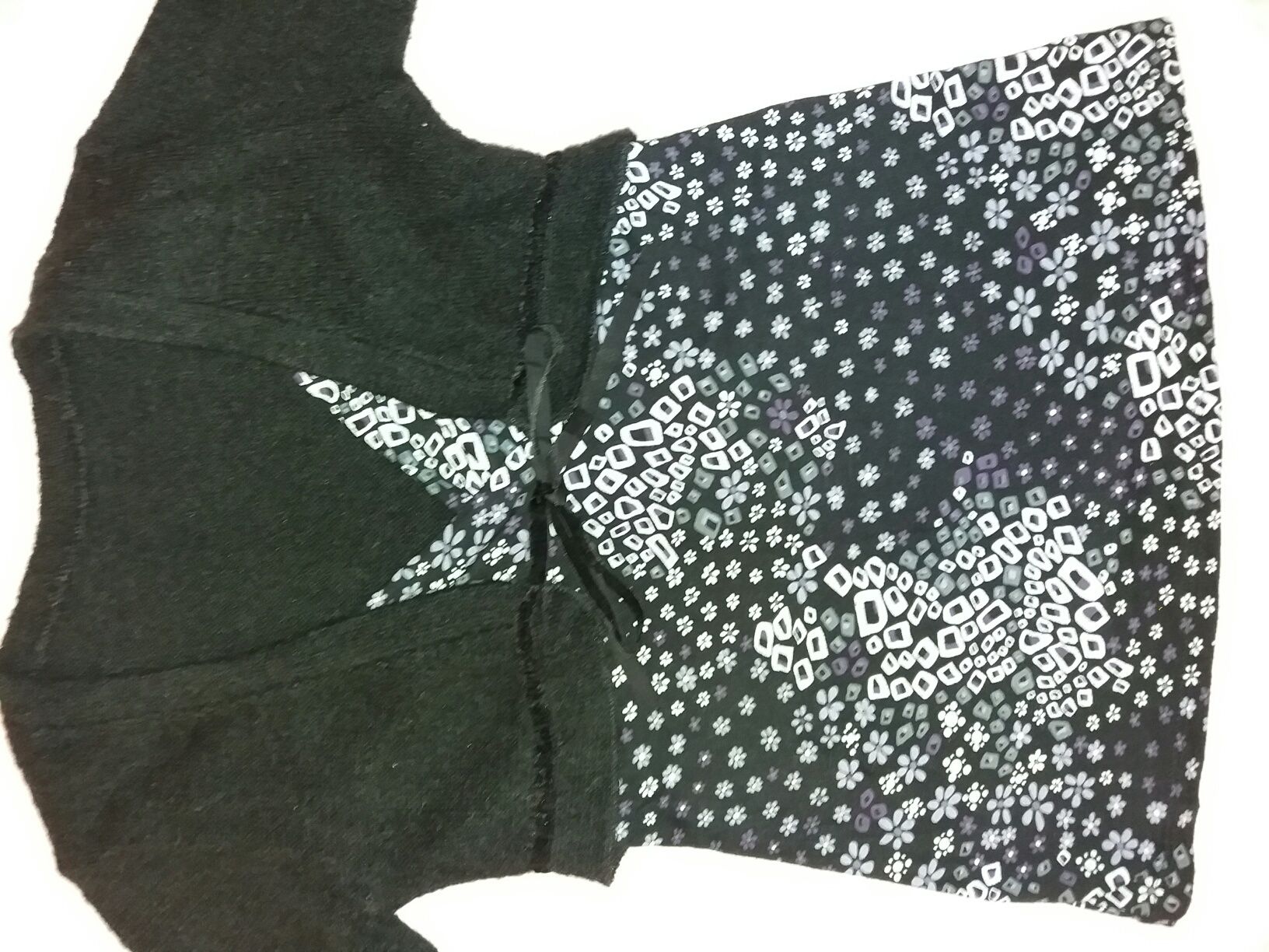 Блуза с ръкави тип "прилеп"; Интересна комбинирана блуза, размер S-M