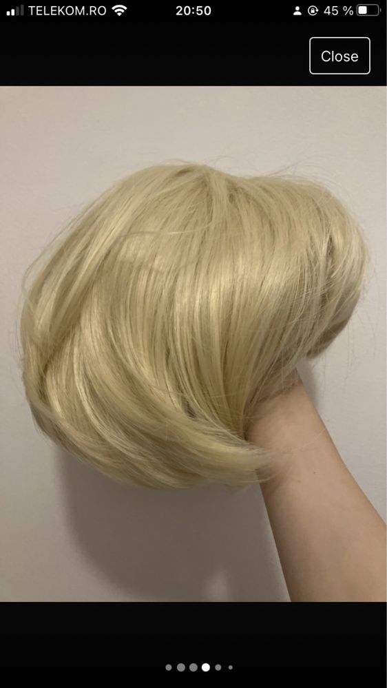 Peruca blondă fir sintetic
