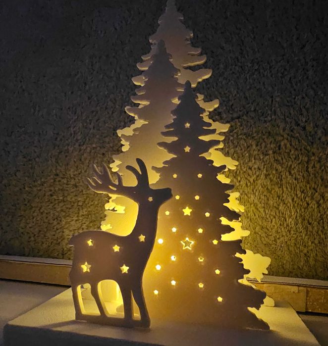 Decor de Crăciun – scenă 3D cu suport tealight LED