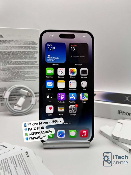 iPhone 14 Pro, 256GB, Black, 100% батерия, КАТО НОВ, ГАРАНЦИЯ!
