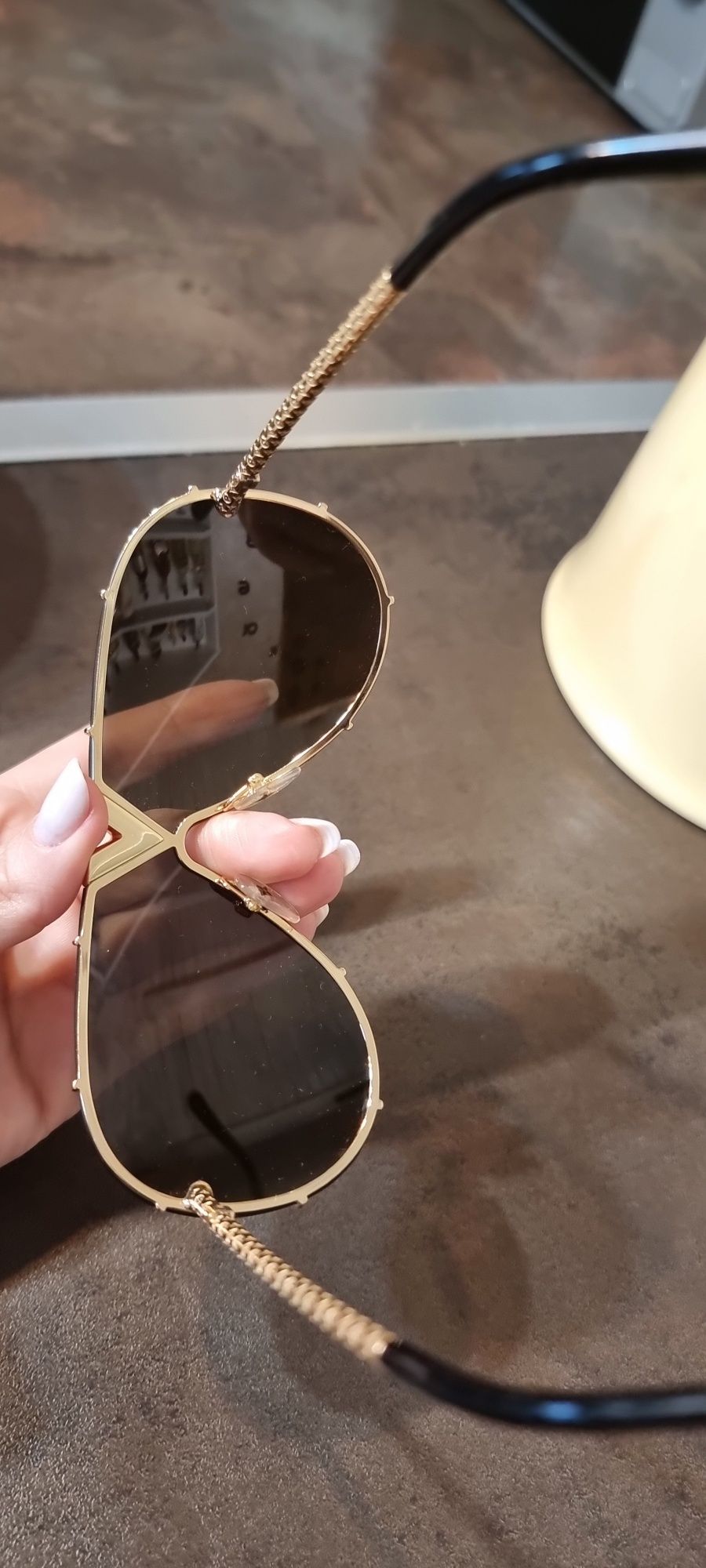 Ochelari Luis Vuitton,noi,lentila oglinda,aurii,originali