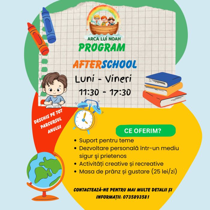 AFTERSCHOOL ARCA LUI NOAH – teme şi activități creative şi recreative