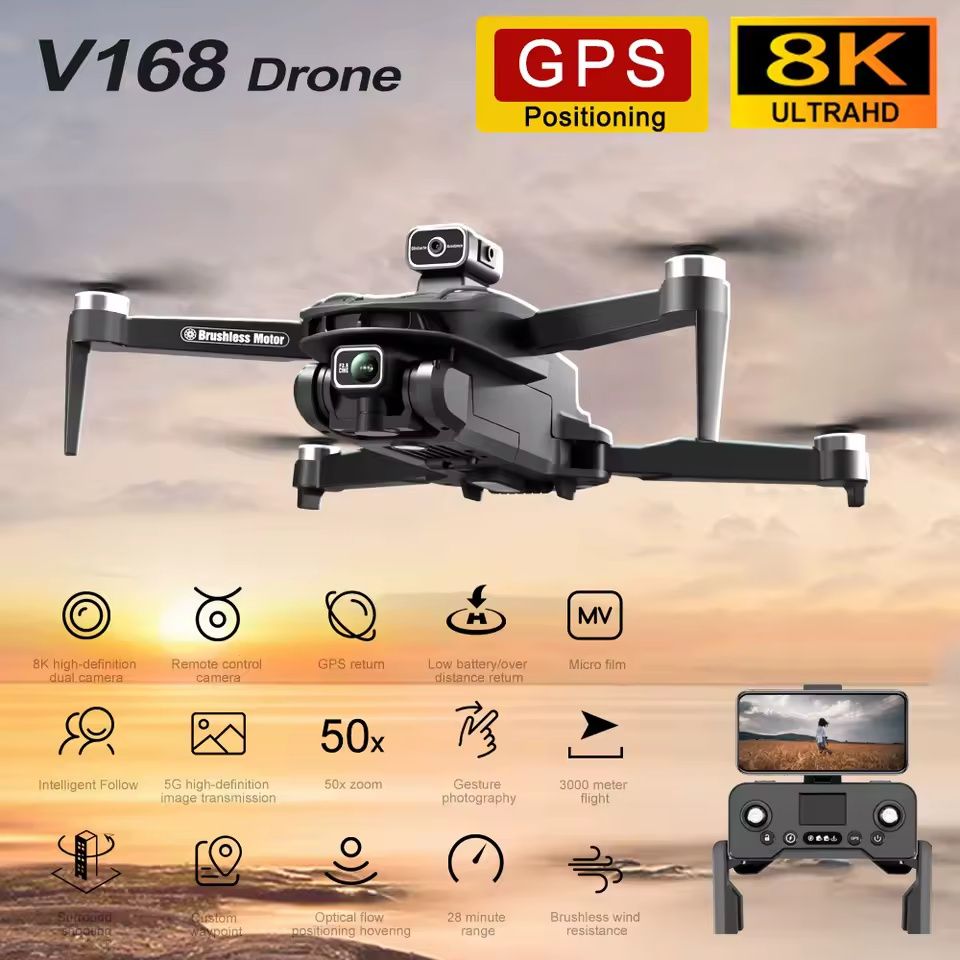 Drone v168 квадрокоптер 8k