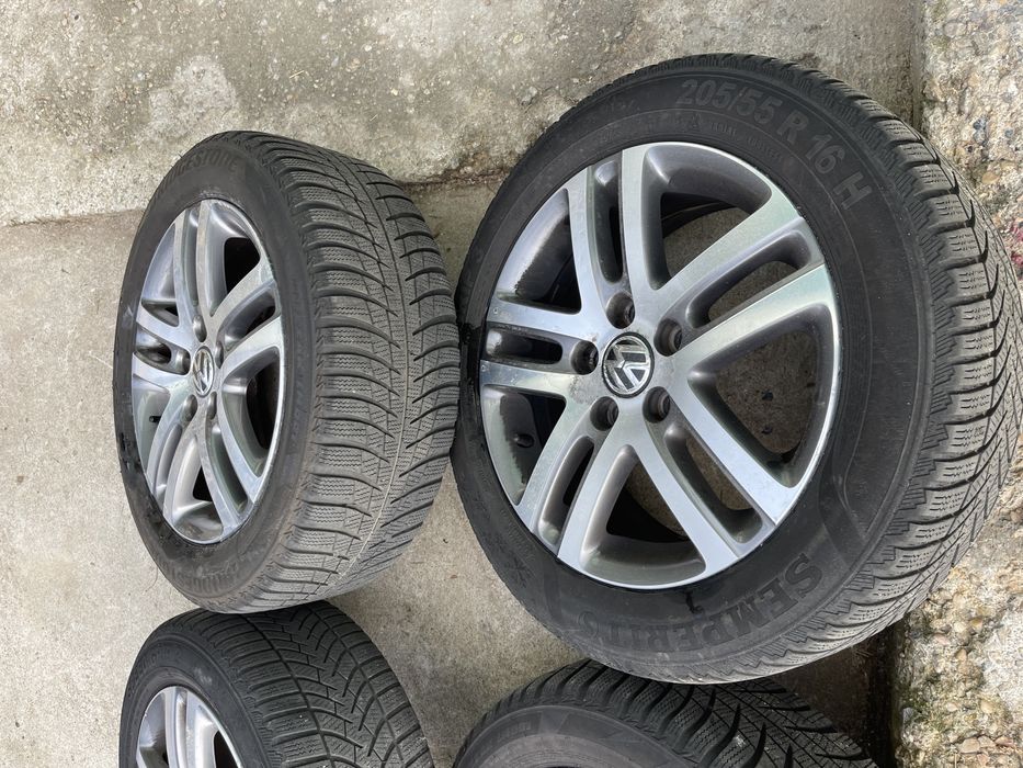 Jante aliaj cauciucuri/anvelope iarna 205/55/16 5x112 vw golf caddy