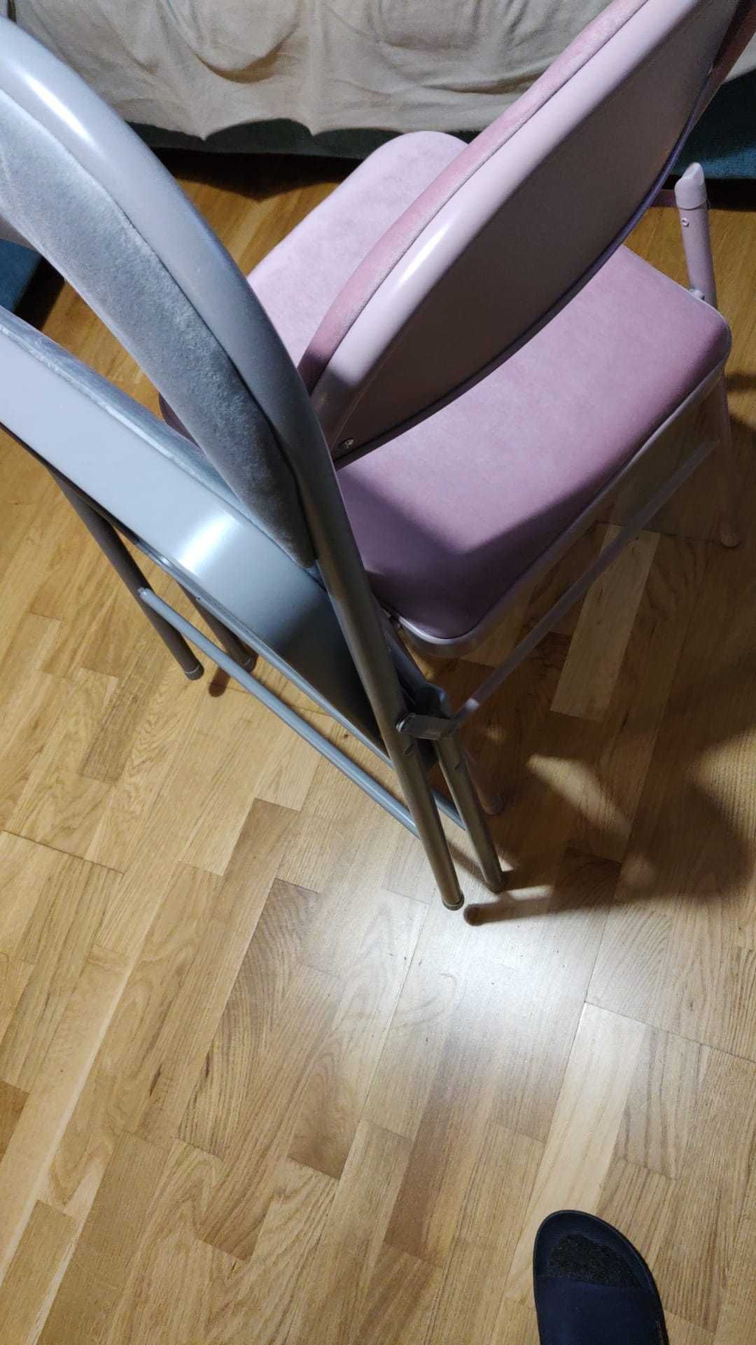 scaune gri și roz metal+catifea