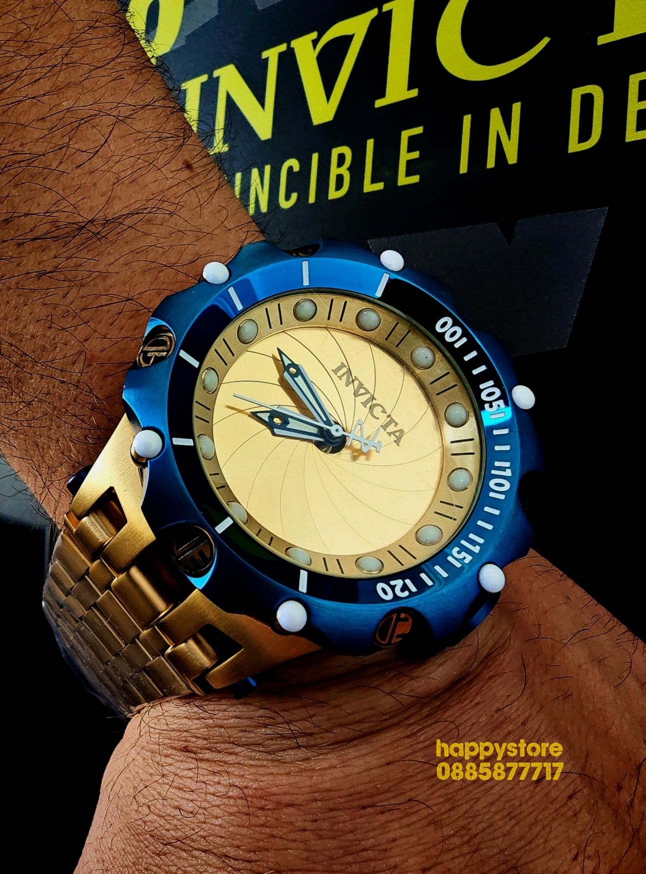 часовник INVICTA Reserve Skeleton automatic Gold 56 mm, Инвикта нов