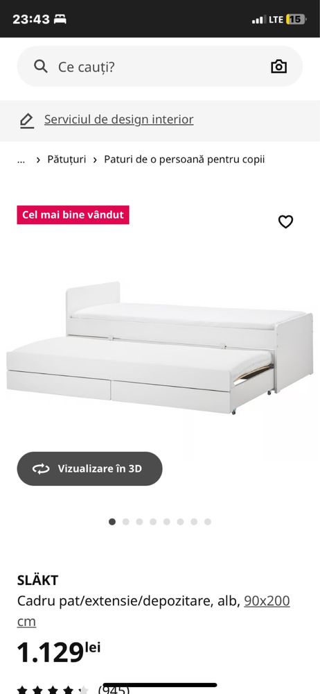 pat cu extensii si sertare