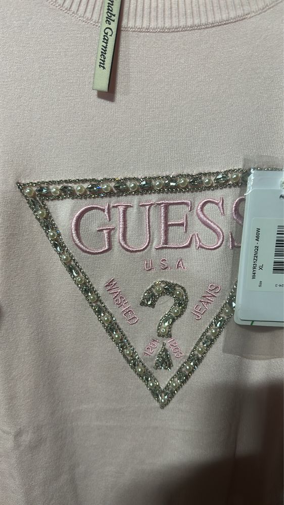 Бяла и розова блуза с дълъг ръкав guess
