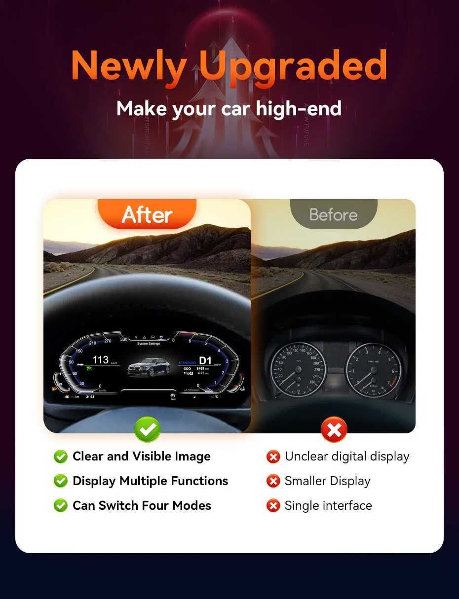 Дигитален километраж BMW 5 Series E60 E61 X5 E70 12.3" LINUX SYSTEM