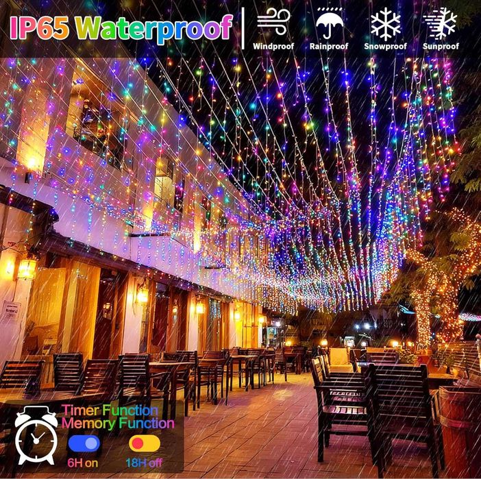 GCMacau 20+5 метра, 660 LED, Коледни светлини, топли+многоцветни