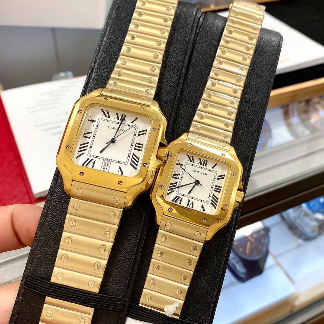 Автоматичен мъжки часовник Cartier Santos de Cartier Gold