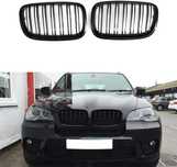 Решетки Бъбреци за BMW X5 E70 X6 E71 08-14г. Черен Гланц Двойни