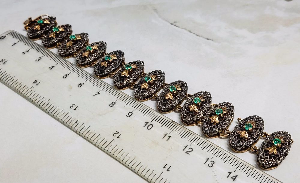 Brățară din aur de 14K cu argint și smaralde naturale – gramaj 25,44 g