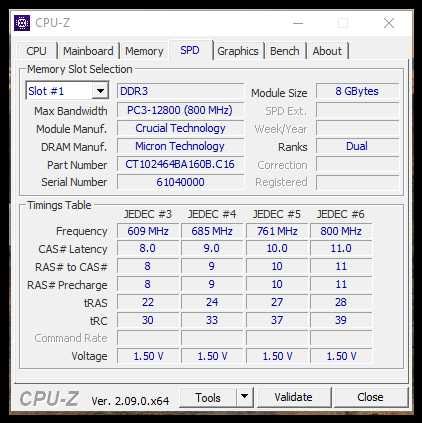 Памет 16GB (2x 8GB)  Crucial DDR3 1600 (PC3 12800)