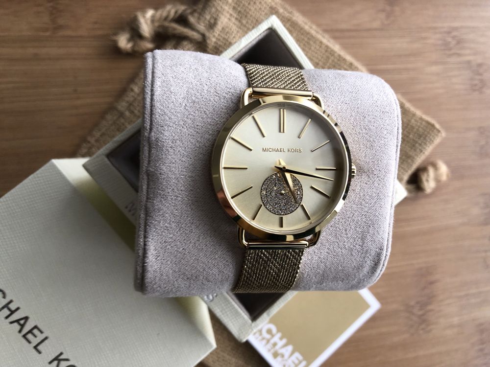 Ceas Michael Kors dama colectia Portia nou gold mesh