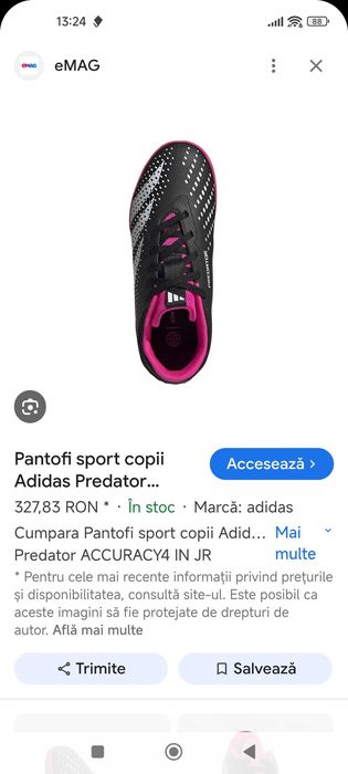 Pantofi sport Adidas Predator mărimea 36