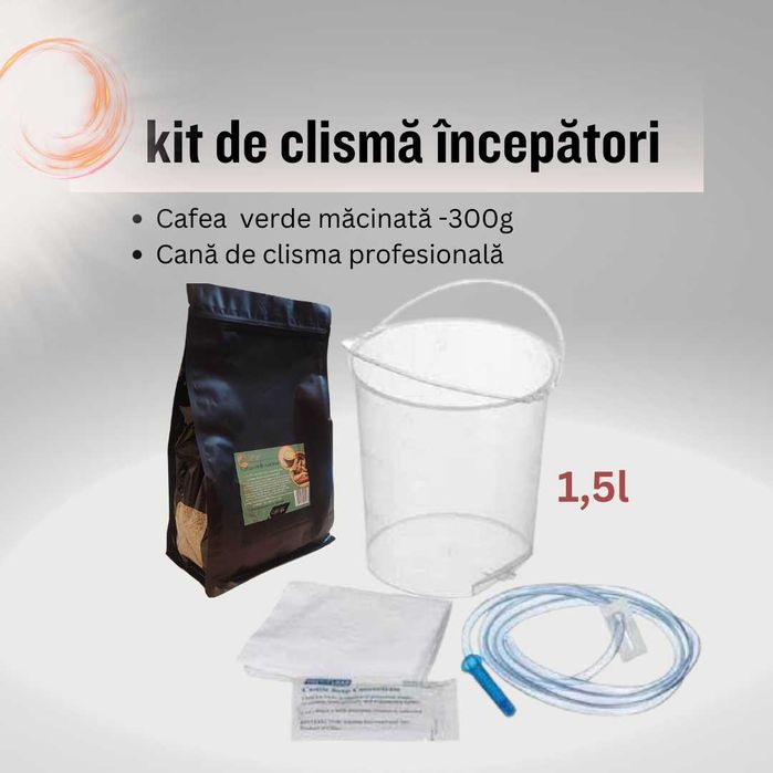 Kit de clisma ( irigator + cafea verde macinata)